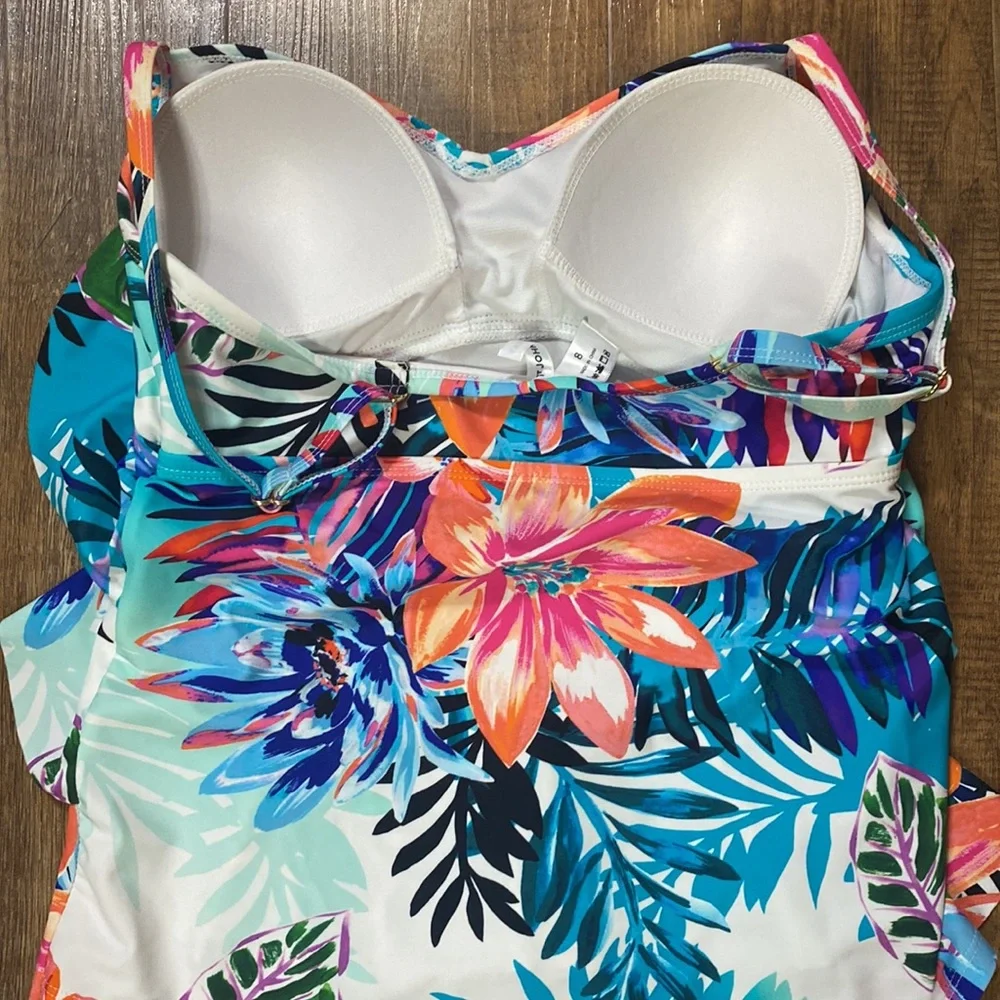 St. Johns Bay colorful tropical print tankini top size 8
